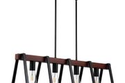 4-Light Kitchen Island Pendant Lights, 60W, Adjustable Dining Room Light Fixture with 2 x 6" and 6 x 12" Rods, Industrial Metal Frame Farmhouse Linear Chandeliers Lighting for Dining Room, E27