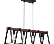4-Light Kitchen Island Pendant Lights, 60W, Adjustable Dining Room Light Fixture with 2 x 6" and 6 x 12" Rods, Industrial Metal Frame Farmhouse Linear Chandeliers Lighting for Dining Room, E27