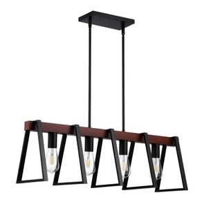 4-Light Kitchen Island Pendant Lights, 60W, Adjustable Dining Room Light Fixture with 2 x 6" and 6 x 12" Rods, Industrial Metal Frame Farmhouse Linear Chandeliers Lighting for Dining Room, E27