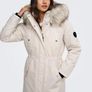 ONLY Cream Faux Fur Hooded Winter Parka Coat Size L Image 7
