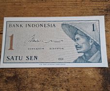 Indonesia, 1 Satu Sen 1964 banknote, uncirculated - free standard postage