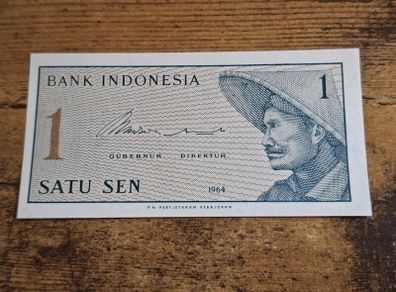 Indonesia, 1 Satu Sen 1964 banknote, uncirculated - free standard postage