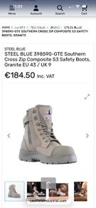 New in box Blue Steel southern cross work boots in granite size 9
