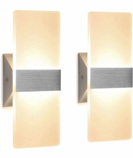 2 Pack Modern Wall Lights Indoor 12W Acrylic Perfect for Living Room, Bedroom, Corridor, Stairs (MULTIPLE COLOURS)