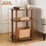 3-Tier Small End Table with Storage Shelf, Vintage Retro furniture Bedside Coffee oval Table Night Stand for Living Room, Bedroom, Office and Small Spaces oak Black (Rustic Walnut) Image 2