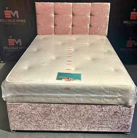 New Stylish Double 4ft, 4ft6, King 5ft And 6ft Superking Sizes Divan Beds Instock. Drawers And Optional Tufted Mattresses Available. Free Delivery