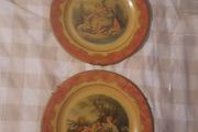 2 antique tin portland ware plates