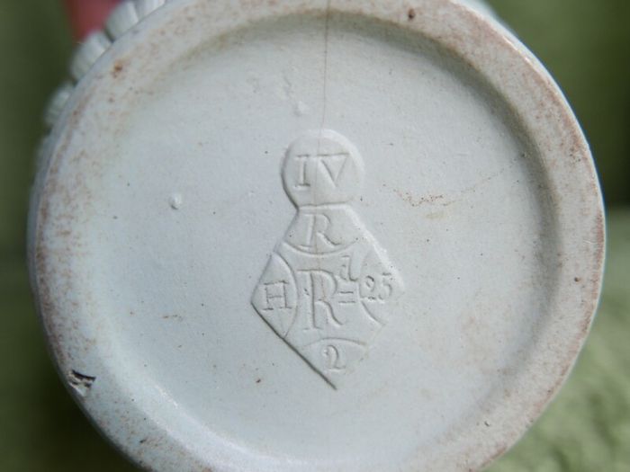 Antique Staffordshire Parian Ware Pitcher: William Brownfield Fern Design, Pewter Lid