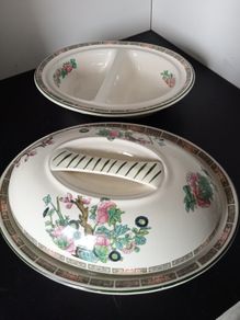 Rare  Dunn Bennett & Co Burslem England "Indian Tree" Serving Bowls