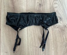 Wet look suspender belt