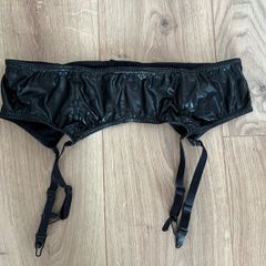 Wet look suspender belt
