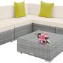 _Aluminium Polyrattan Lounge Set with Glass Table, Sofa Table Set, for Garden, Balcony and Patio, Includes Cushions Image 5