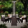 BU-KO Outdoor Patio Gas Heater | Garden, Camp, BBQ Parties | Brown Rattan Pyramid Style 13kw Propane Burner | Portable Wheels, Regulator & Hose | LPG Warm Heating Fire & Water Proof Cover Included Image 4