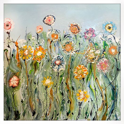 Spring Flowers, XXL painting by Irish artist Helen Mathews