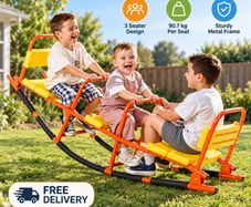 3 Seater Kids Rocking Seesaw Outdoor Metal Teeter Totter Age 3+