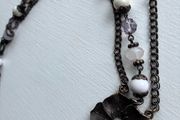 Vintage-bronze chain adorned with faux pearls and pastel beads
