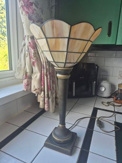 Table lamp Torchiere faux stained glass  uplighter Tablelamp