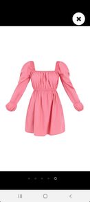 Plt petite coral balloon sleeve dress