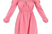 Plt petite coral balloon sleeve dress