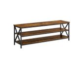 TV cabinet, lowboard for TVs up to 65 inches, 147 x 40 x 50 cm, TV table with open compartments, X-shaped struts, industrial design, vintage brown-black