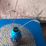 Hand Painted Blue and Brown Floral Bottle Image 3