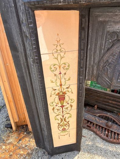 Antique Victorian fireplace with a modern pine mantle