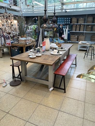Oak Table with Aluminum Legs