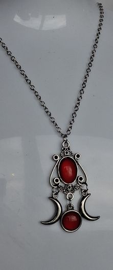Gothic Triple Moon Goddess Pendant Necklace