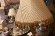 Large tall table lamp vintage 1960s brass onyx marble brown