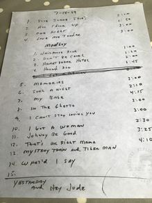 Elvis Memorabilia - Set list from Elvis Concert July 1969