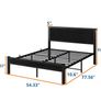 Double Bed Frame Metal Platform Bed Frame with Wood Headboard/Mattress Base/Underbed Storage/No Box Spring Needed/Black Image 8
