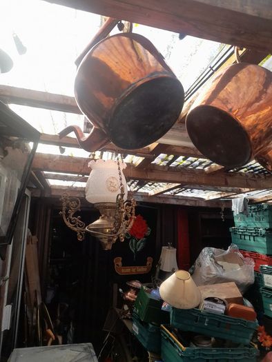 Beautiful Old Large Antique Hanging Brass and Milk Glass Oil Lamp, Converted to Electric