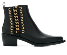ALEXANDER McQueen Ladies black pointed gold braided chain ankle boots Sz 41 - Fit 8 - 8.5UK - Rrp 943 (New)