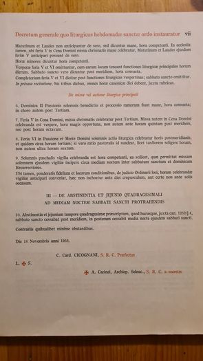 Ordo Hebdomade Sanctae Instauratus. 1956. Rare Vintage First Edition. 124 pages. Large Volume Hardback In Good Condition.