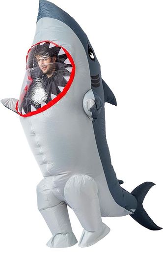 Inflatable Costume Full Body Shark Air Blow-up Deluxe Halloween Costume - Adult Size