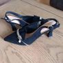 Black Sling Back shoes with Rhinestone and Pearl. Image 2