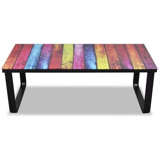 Coffee Table Rainbow print on top with black frame