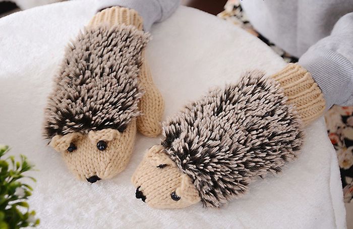 Cute Winter Hedgehog Gloves/Mittens