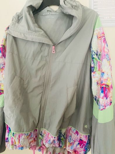 Helen Steele grey and floral Jacket with hood that folds into the collar