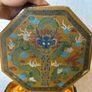 Vintage Chinese Octagonal Lacquered Box with Gilt-Bronze Sycee Ingots And Zodiac Coin Image 2