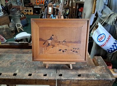 Vintage Beautiful Marquetry Scene