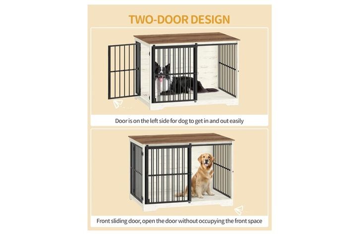 2 Doors Indoor Dog Cage for Large Dogs, 110 x 65 x 81 cm