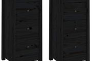 Sideboards 2 pcs Black Solid Wood Pine