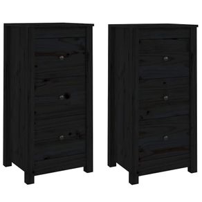 Sideboards 2 pcs Black Solid Wood Pine