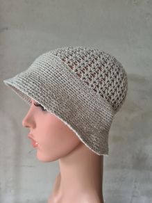 Crochet Hat For Women  Summer Cotton/Linen  Beige Hat
