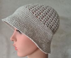 Crochet Hat For Women  Summer Cotton/Linen  Beige Hat