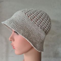 Crochet Hat For Women  Summer Cotton/Linen  Beige Hat