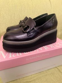 Marco Moreo real leather platform loafers (space grey)