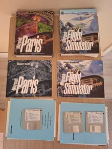 Microsoft Flight Simulator 5.0 Big Box + Paris Scenery MS-DOS Floppy CIB Retro PC