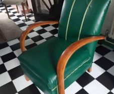 Art Deco restored Vintage 1930s Bentwood fireside chair in faux leatherette